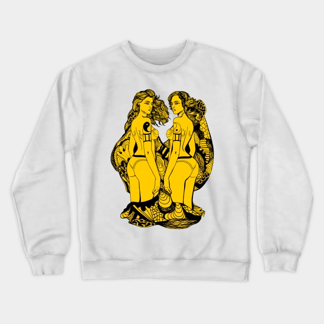 Black and Yellow Gemini Beauty Crewneck Sweatshirt by kenallouis